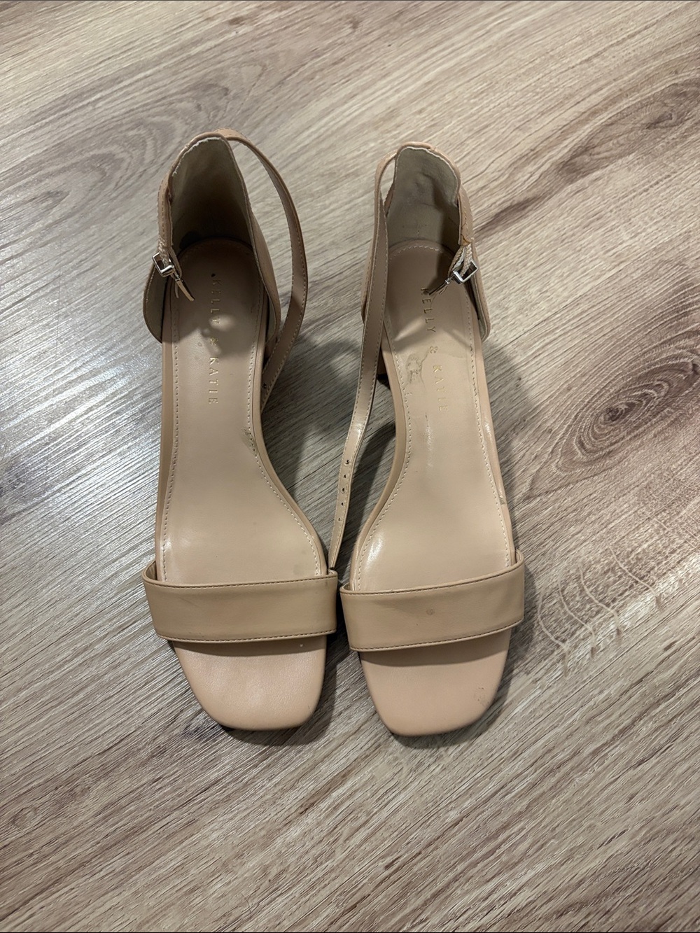 Kelly & Katie Nude/Tan Ankle-Strap Block Heels